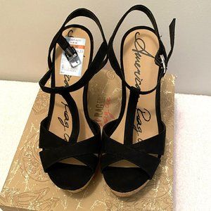 American Rag Jamie T-Strap Platform Dress Sandal Black 8.5M